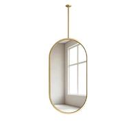 Specchio da bagno ovale dorato per montaggio a soffitto sopra il lavandino | Specchio da toeletta moderno decorativo semplice Specchio da appendere in acciaio inossidabile(Gold,50cmx60cm)