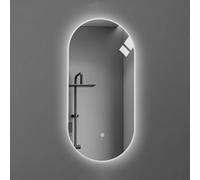 Specchio da bagno ovale illuminato a LED, 50 x 80 cm, senza cornice, da parete, con interruttore touch, 3 colori, decorazione moderna per il bagno, retroilluminato, specchio da bagno