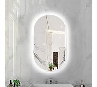 Specchio da bagno ovale illuminato a LED, specchio intelligente per il trucco con luminosità regolabile e 3 temperature di colore, cornice da parete in alluminio per uno stile e una funzionalità
