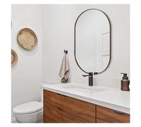 Specchio da bagno ovale nero da parete, 40 x 60 cm, design elegante a forma di pillola, perfetto per l'arredamento della casa, salvaspazio, elegante accessorio da bagno