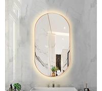 Specchio da bagno ovale retroilluminato a LED Dimmerabile a 3 colori Specchio intelligente Specchio da trucco a parete con luce a LED con cornice in lega di alluminio (Color : Rose Gold Fram