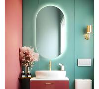 Divina Home Specchio da Bagno Ovale retroilluminato Reversibile Olivia LED 50x100 Made in Italy