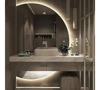 Specchio da bagno regolabile senza cornice, 84 x 120 cm, sensore tattile, LED, 3 temperatura di colore, anti-appannamento, specchio per il trucco, design a sinistra, perfetto per la decorazione della