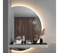 Specchio da Bagno Retroilluminato A 3 Colori 84 * 120 Cm, Specchio da Trucco Antiappannamento per Bagno, Specchio da Parete Irregolare, Antideflagrante, Taglio Sinistro/Destro, Right Cut, 84 * 120cm