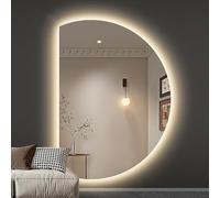 Specchio da bagno retroilluminato a LED, 90 cm, anti-appannamento, regolabile, decorativo, 130 cm, design a semicerchio, perfetto per la decorazione della casa moderna da parete