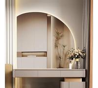 Specchio da bagno retroilluminato a LED dimmerabile da 32 pollici con design semicircolare anti-nebbia 3 colori Light Smart Touch SwitchPerfect per ty 90x90cm/36x36