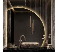 Specchio da bagno retroilluminato a mezza cella con luci LED intelligenti Touch Control Antifog 3 coloriWallMountedMirror 70 cm taglio sinistro