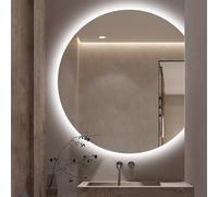 Specchio da bagno retroilluminato a mezza luna, 91,4 x 101,6 cm, intelligente, anti-appannamento, dimmerabile, illuminazione LED a 3 colori, perfetto per una decorazione elegante della casa (81,3 x