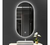 Specchio da bagno retroilluminato ovale specchio da parete 50x80 cm antinebbia regolabile 3 colori illuminazione a LED IP54 resistente all'acqua alto CRI > 90Perfect per arredamento moderno
