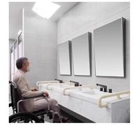 Specchio da bagno rettangolare con inclinazione fissa e smussata (90 x 60 cm), design inclinabile regolabile per riflessi ideali, decorazione moderna per la casa, perfetta per bagni e aree di