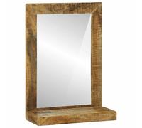 vidaXL Specchio da Bagno Rettangolare Marrone Legno di Mango massello, Specchio Rettangolare Rustico, Superficie Riflettente Resistente, Decorazione Tradizionale per Il Bagno