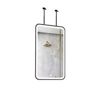 Specchio Da Bagno Rettangolare, Specchio Galleggiante Da Soffitto, Con Luce A LED E 3 Colori Dimmerabili, Adatto For Case, Ingressi, Armadi(Black,50x80cm)