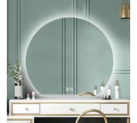 Specchio da bagno rotondo a forma di mezzaluna a LED, anti-appannamento, senza cornice, con luci, per ingresso a parete, dimensioni medie (63 x 70 cm), design moderno ed elegante