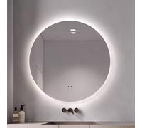 Specchio da bagno rotondo a LED, 80/90 cm, luce regolabile, anti-appannamento, specchio da parete illuminato, design senza cornice, 3 opzioni di colore, 70 x 70 cm per uno styling facile