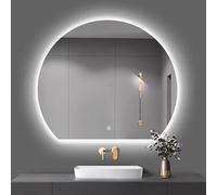 Specchio da bagno rotondo a LED con controllo touch screen illuminato specchio da parete con 3 colori dimmerabili doppio pulsante touch specchio cosmetico per eleganti spazi bagno