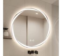 Specchio da bagno rotondo a LED con pulsante Smart Touch, specchio da parete anti-appannamento, dimmerabile, 3 colori, 70 x 70 cm, moderno specchio cosmetico per la decorazione della casa