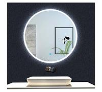 Specchio da bagno rotondo a LED da 70 cm, con luci, retroilluminato, da parete, per trucco, impermeabile IP54, dimmerabile, controllo touch per una perfetta riflessione