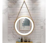 Specchio da bagno rotondo a LED da 71,1 cm, specchio da parete per trucco e toeletta con cordino in metallo staccabile, design elegante da 40 cm, per camera da letto e bagno
