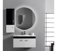 Specchio da bagno rotondo a mezzaluna a LED, anti-appannamento, senza cornice, con luci, per ingresso a parete (destra 54 x 60 cm), decorazione moderna ed elegante per la casa