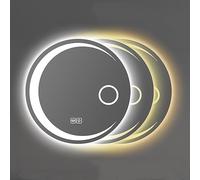Specchio da bagno rotondo con illuminazione a LED, specchio per il trucco senza cornice, con controllo touch, ingrandimento regolabile, riflessione infinita, 3 colori chiari, pulsante Dual Touch