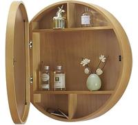 Specchio da bagno rotondo con ripiani e armadietti, specchio cosmetico da parete per bellezza e cura della pelle