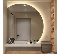 Specchio da bagno rotondo da 91,4 cm, regolabile, montaggio a parete, anti-appannamento, facile installazione, design semicircolare in 3 colori, perfetto per la decorazione della casa e per uso