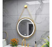 Specchio da bagno rotondo illuminato a LED con interruttore touch, antinebbia, struttura in metallo, elegante specchio da appendere per trucco, design contemporaneo, perfetto per la casa moderna