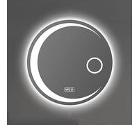 Specchio da bagno rotondo illuminato a LED Specchio per il trucco senza cornice con controllo touch Ingrandimento regolabile Riflessione infinita 3 colori chiari Pulsante Dual Touch (colore: S) (Doble