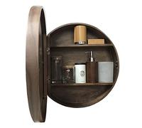 Specchio da bagno rotondo in legno con mensola finitura noce 70 cm (27,6 pollici) specchio cosmetico da parete elegante Spiegelschränke per la decorazione della casa e lo stoccaggio