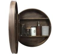 Specchio da bagno rotondo in noce 2 in 1, specchio cosmetico con design unico alla moda, diametro 60 cm, per gli amanti del trucco