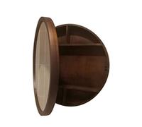 Specchio da bagno rotondo marrone con mensola, specchio cosmetico da parete, elegante, 50 x 50 x 13 cm, soluzione moderna per il bagno, design elegante per la decorazione della casa
