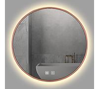 Specchio da bagno rotondo retroilluminato a LED, dimmerabile, da parete, anti-appannamento, con 3 opzioni di colore, impermeabile IP44, controllo touch, elegante design in metallo