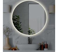 Specchio da bagno rotondo retroilluminato tondo d. Diametro 80 LUNA -Peso 4 Kg Made in Italy bianco