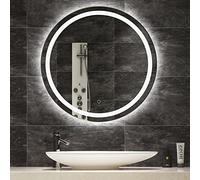 Specchio da Bagno Rotondo Senza Cornice con LED, Specchio a Parete con Luce, Specchio per Il Trucco, 3 Colori di Luce dimmerabile Intelligente, Specchio per Il Trucco con Interruttore Touch,