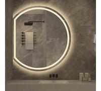 Specchio da bagno semicircolare dimmerabile con LED dal design elegante e decorativo per mobili moderni, luminosità regolabile, perfetto per la casa e gli spazi di lusso