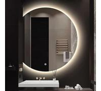 Specchio Da Bagno Semicircolare, Specchio Da Parete A LED Con 3 Luci Colorate, Specchio Di Vanità Antiappannamento, 50cm/60cm/70cm/80cm/90cm/100cm, HD/Prova Di Esplosione, 3 Modi Di Appendere ( Color