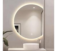 Specchio Da Bagno Semicircolare, Specchio Da Parete A LED Con 3 Luci Colorate, Specchio Di Vanità Antiappannamento, 50cm/60cm/70cm/80cm/90cm/100cm, HD/Prova Di Esplosione, 3 Modi Di Appendere ( Color