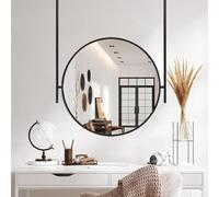 Specchio Da Bagno, Specchio Boom Con Cornice In Metallo, Specchio Vaity Mouted Da Parete Roud Con Aste Galleggianti Specchio Sospeso Decorativo Per Hotel Apartmet, Ceilig Hagig, Diameter-60CM/23.6INCH