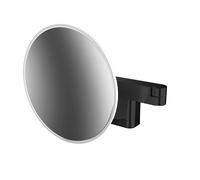 Specchio da barba e da trucco Emco LED, modello da parete, braccio a doppio snodo, ingrandimento 5x, rotondo, Colorazione: Nero
