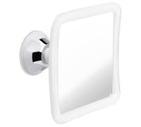 Specchio da Doccia Antiappannante per Rasatura con Ventosa, Senza Adesivo - Specchio Portatile per Barba in Plastica Infrangibile, Fogless Shower Mirror - 16cm x 16cm (Bianco)