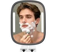 Specchio da doccia riscaldato anti-appannamento da uomo, specchio da barba ricaricabile anti-appannamento senza foratura, illuminazione regolabile con 2 supporti per rasoi e gancio adesivo rimovibile