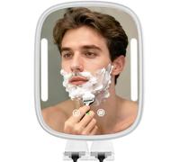 Specchio da doccia riscaldato anti appannamento per uomini, specchio da barba anti-appannamento ricaricabile senza forature - Luci dimmerabili regolabili con 2 supporti per rasoio e ventose staccabili