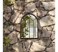 Specchio da giardino 60 x 45 cm ferro nero | Effetto ruggine, aspetto classico, foro preforato, montaggio a parete, riflessione della luce, otticamente più grande, ferro