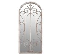 Specchio da giardino in ferro, colore sabbia, 100 x 45 cm, per esterni | Ferro con effetto ruggine, montaggio a parete, foro preforato, riflette la luce, aspetto elegante