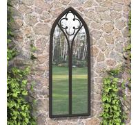 vidaXL Specchio da Giardino Nero 100x45 cm in Ferro per Uso Esterno