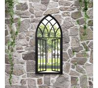 vidaXL Specchio da Giardino Nero 100x45 cm in Ferro per Uso Esterno