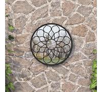vidaXL Specchio da Giardino Nero 60x3 cm in Ferro Rotondo da Esterno