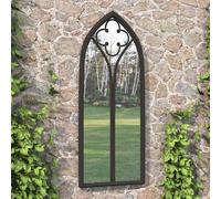 Specchio da Giardino Nero 70x30 cm in Ferro per Uso Esterno