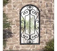 vidaXL Specchio da Giardino Nero 70x30 cm in Ferro per Uso Esterno