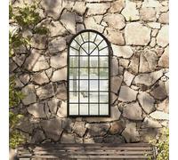 VidaXL Specchio da Giardino Nero 90x45 cm in Ferro per Uso Esterno